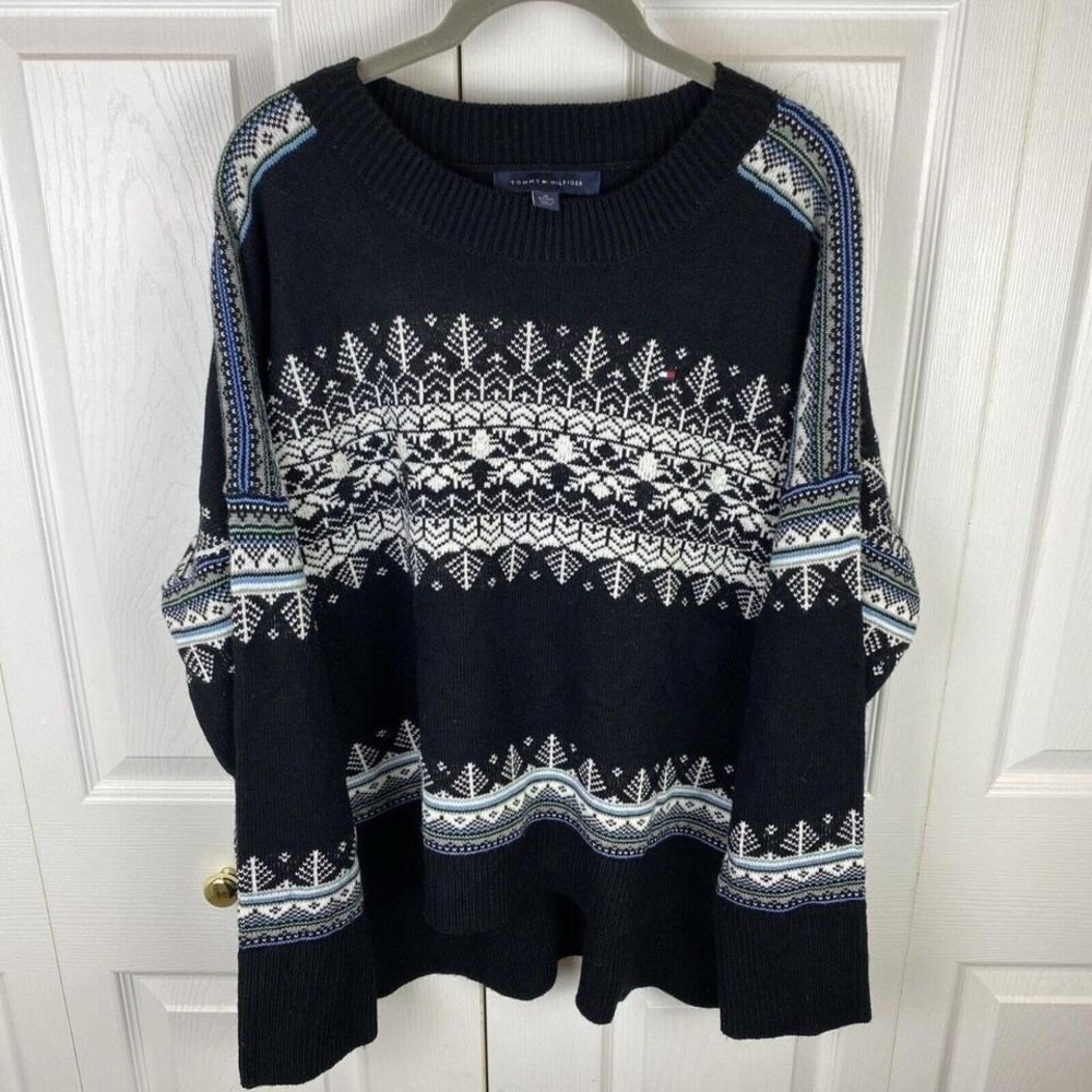 Tommy Hilfiger 100%‎ Acrylic Mock Neck Christmas Print Men Sweater XL Winter
